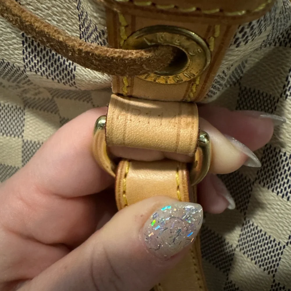 Louis Vuitton Damier Azur Beige Canvas and Brown Leather Shoulder Bag - Picture 5 of 16